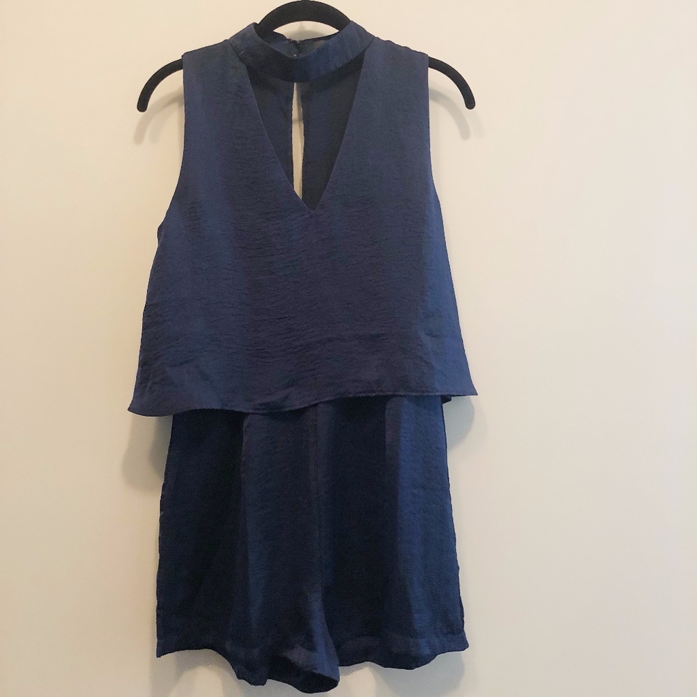 Navy Foiled Missguided Romper